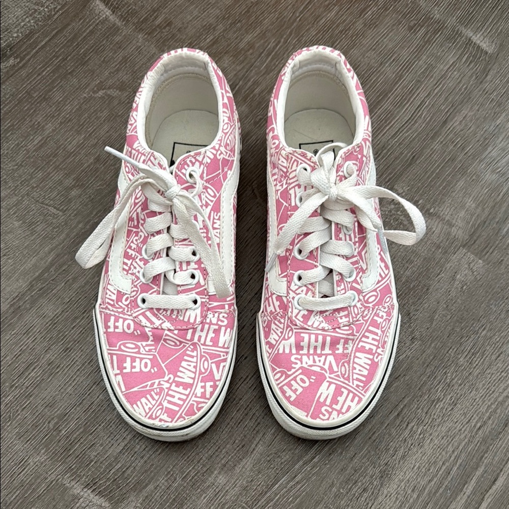 Vans Pink Graphic Old Skool Sneakers Womens Size 6.5